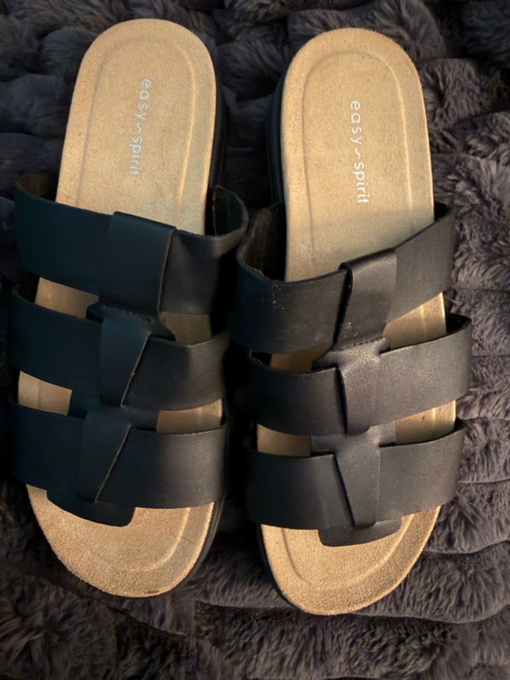 Easy Spirit Black Woven Slide Sandals